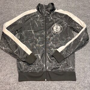 Brooklyn Nets Marble Print Track Jacket Full Zip Men's Small Imperfect